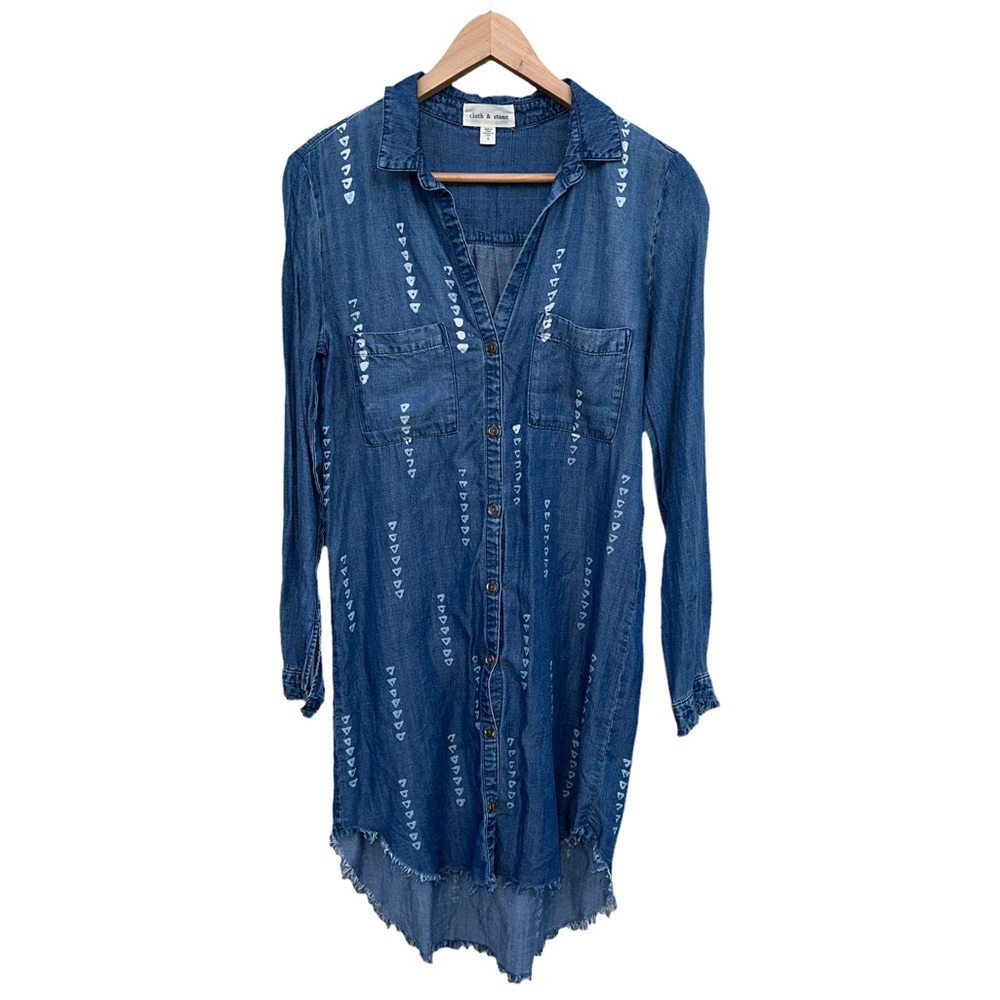 Anthropologie | cloth & stone | Chambray Long Sleeve Hi-Low Shirt Dress | Small